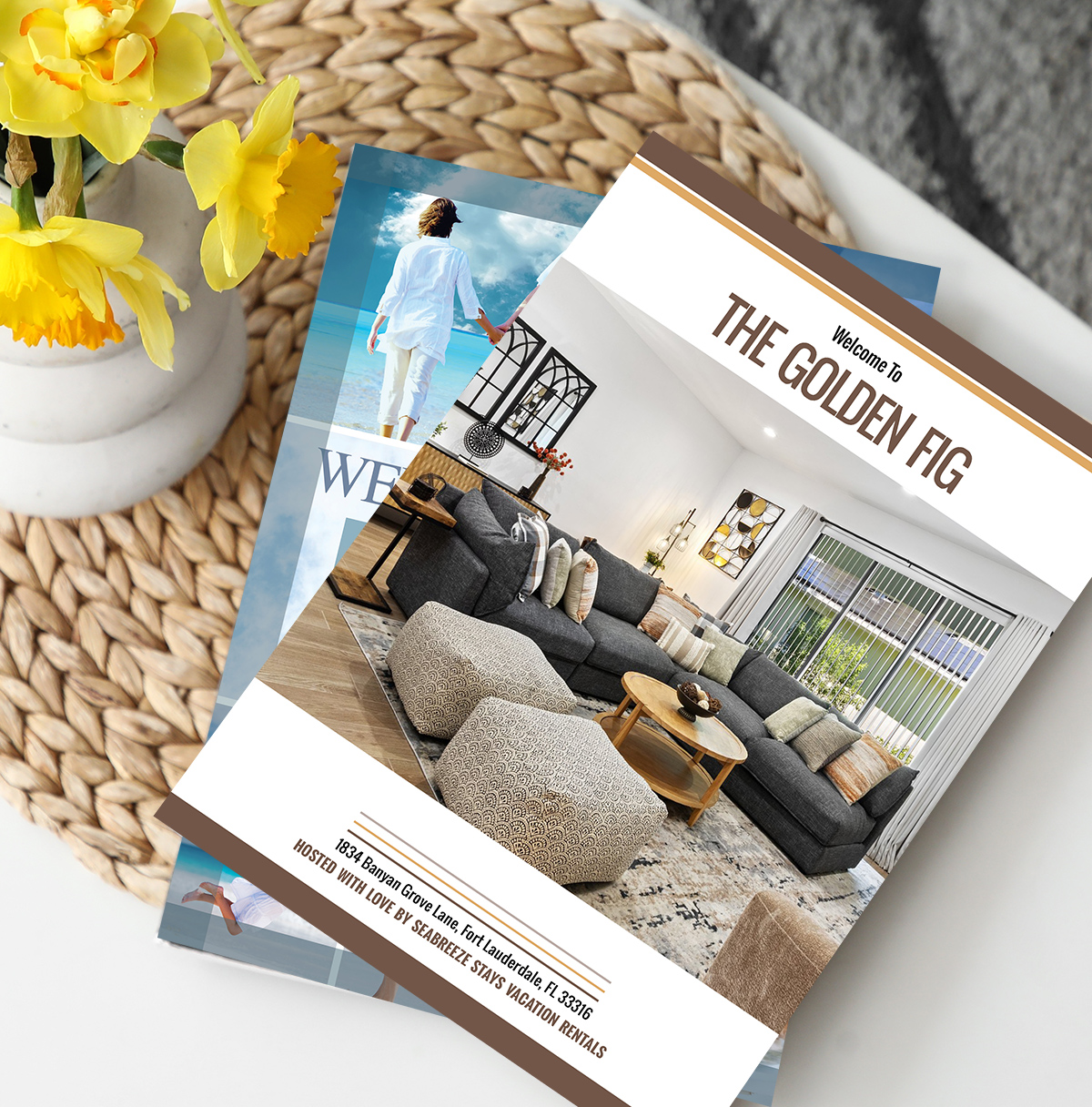 Vase,Of,Beautiful,Daffodil,Flowers,With,Sunglasses,And,Magazines,On